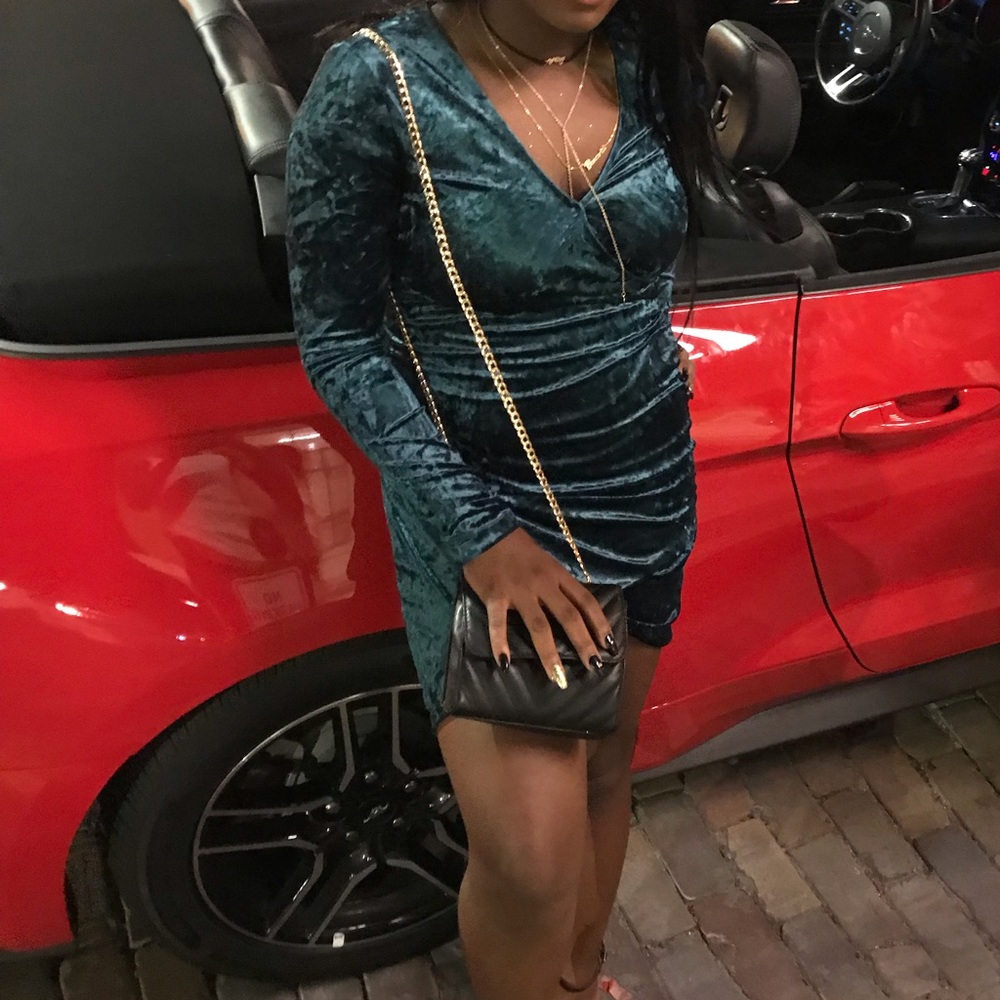 A mesh green cocktail dress.